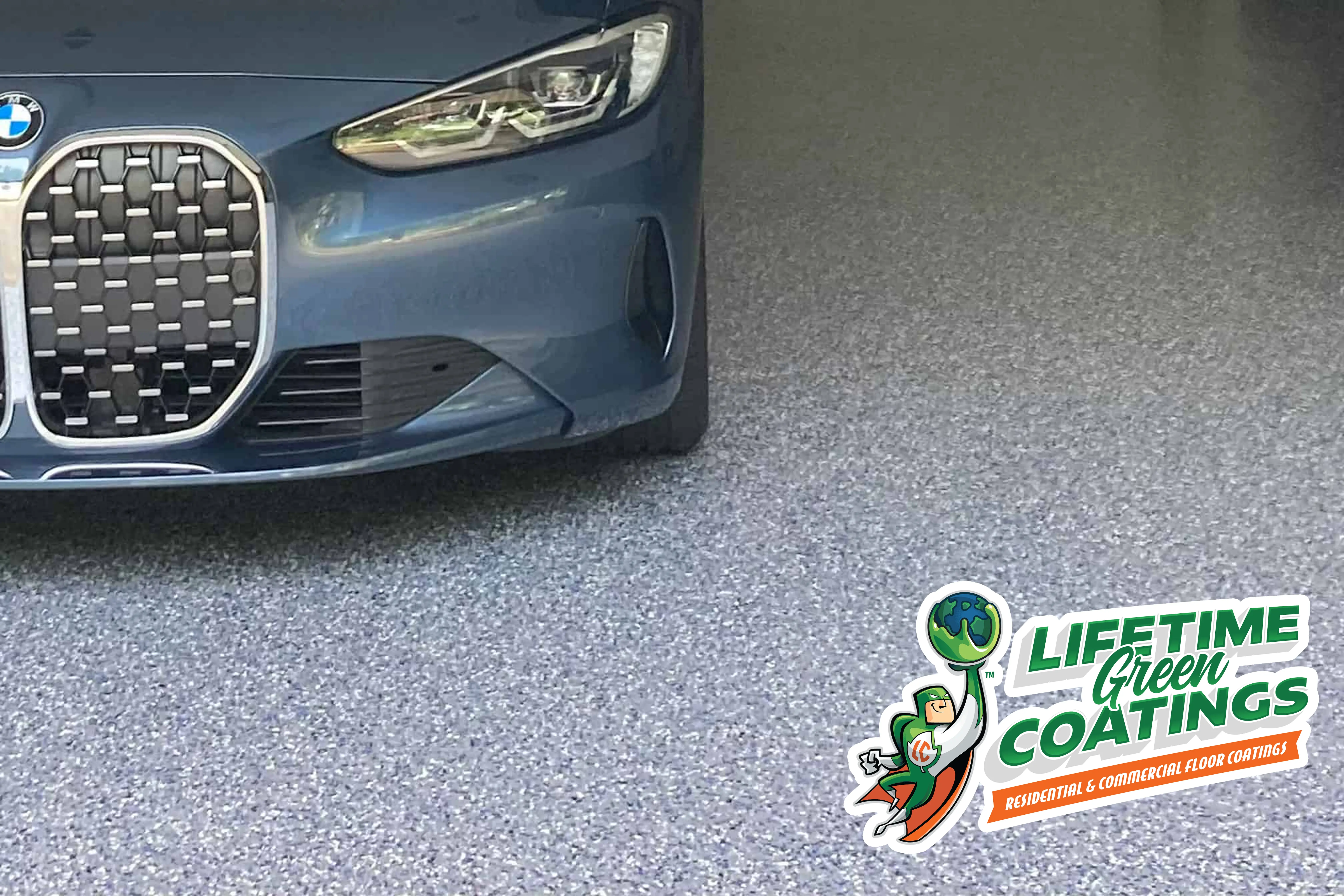 Family garage with Lifetime Green Coatings floor