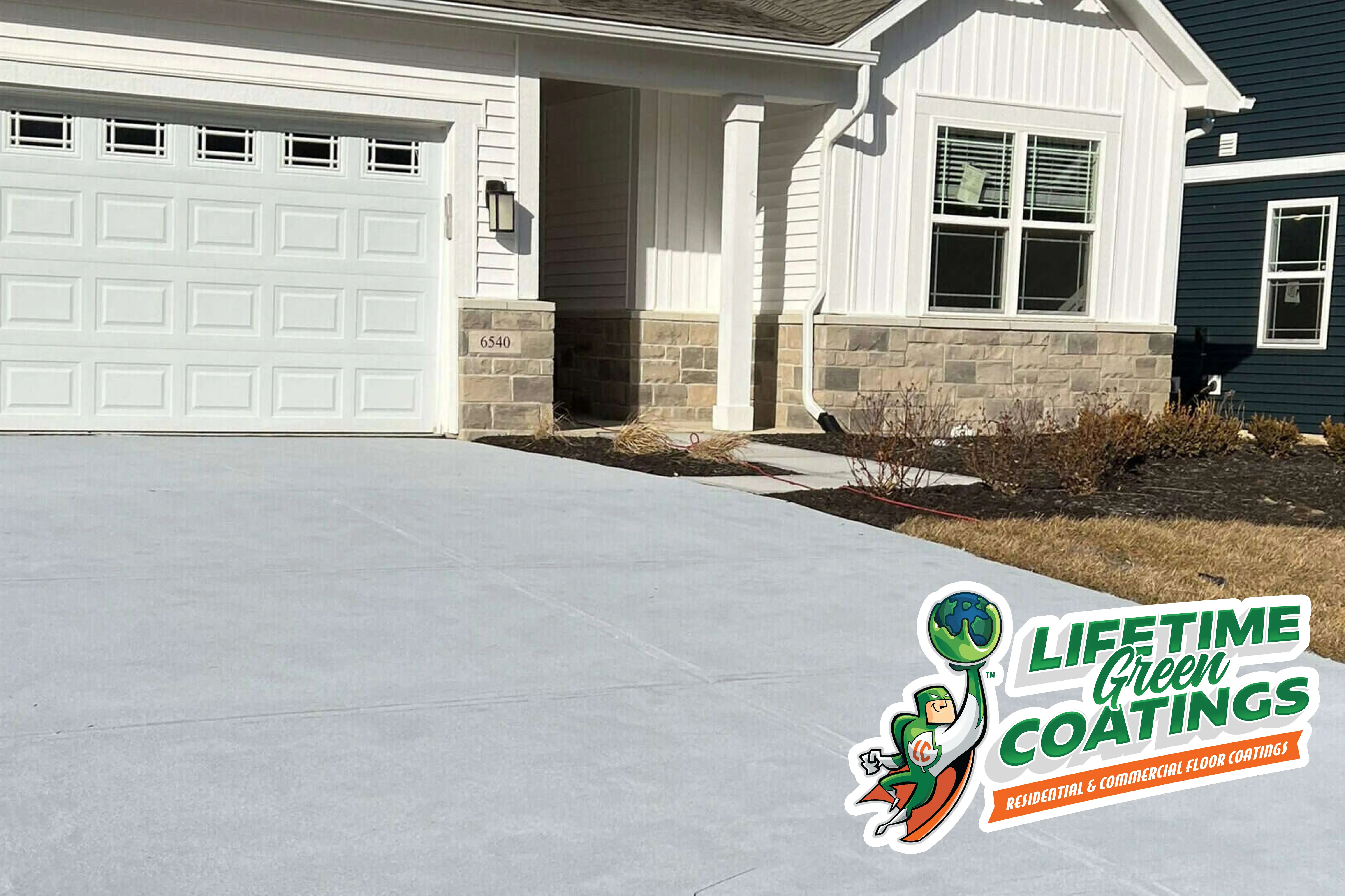 Family garage with Lifetime Green Coatings floor
