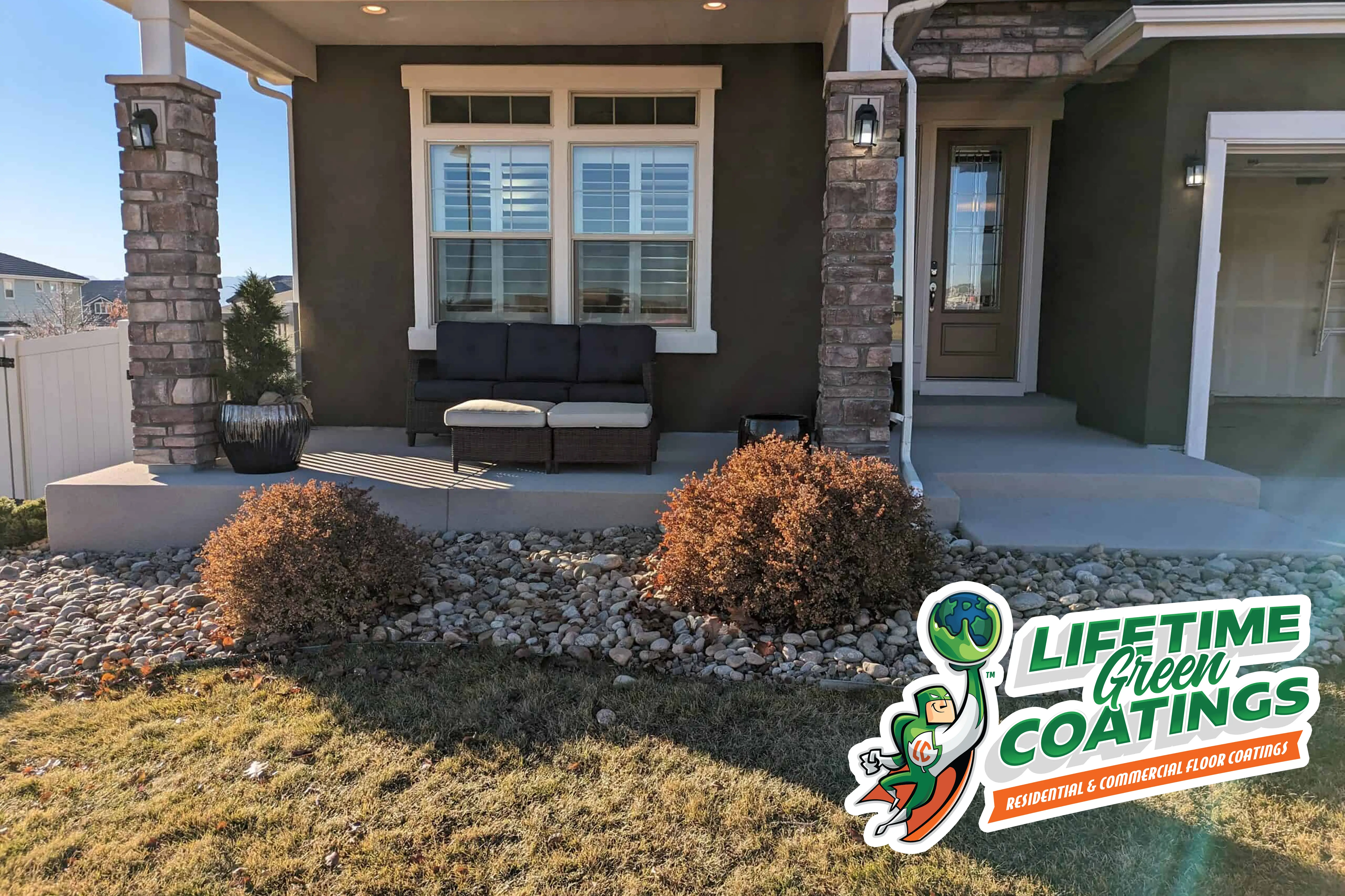 Family garage with Lifetime Green Coatings floor